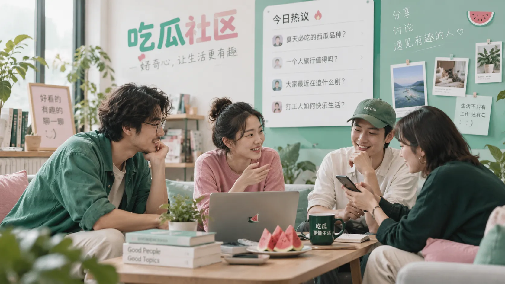 社区讨论层级与观点分区示意